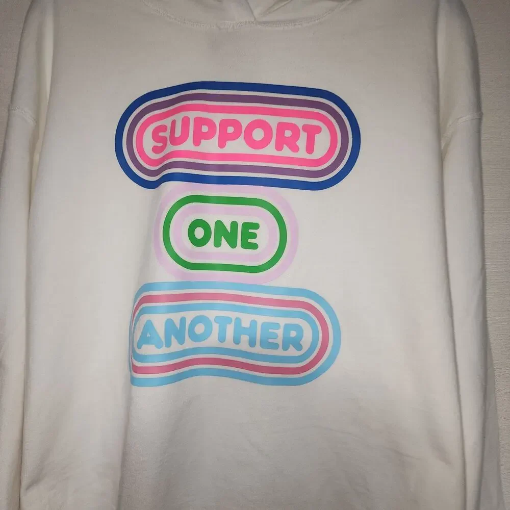 Pride Adult 'Support One Another' Cropped Hooded Sweatshirt women's Large